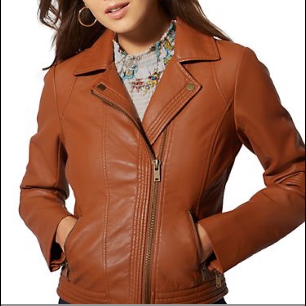 New York and company camel vegan leather jacket
